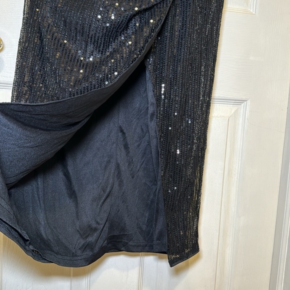 GRACE KARIN Sleeveless One Shoulder Sequin Wrap Maxi Dresses with Slit Size L - Picture 12 of 15